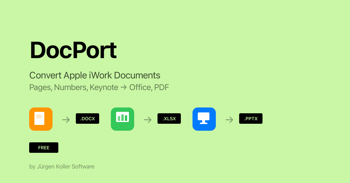 DocPort – Apple iWork Dokumente in Office-Formate konvertieren