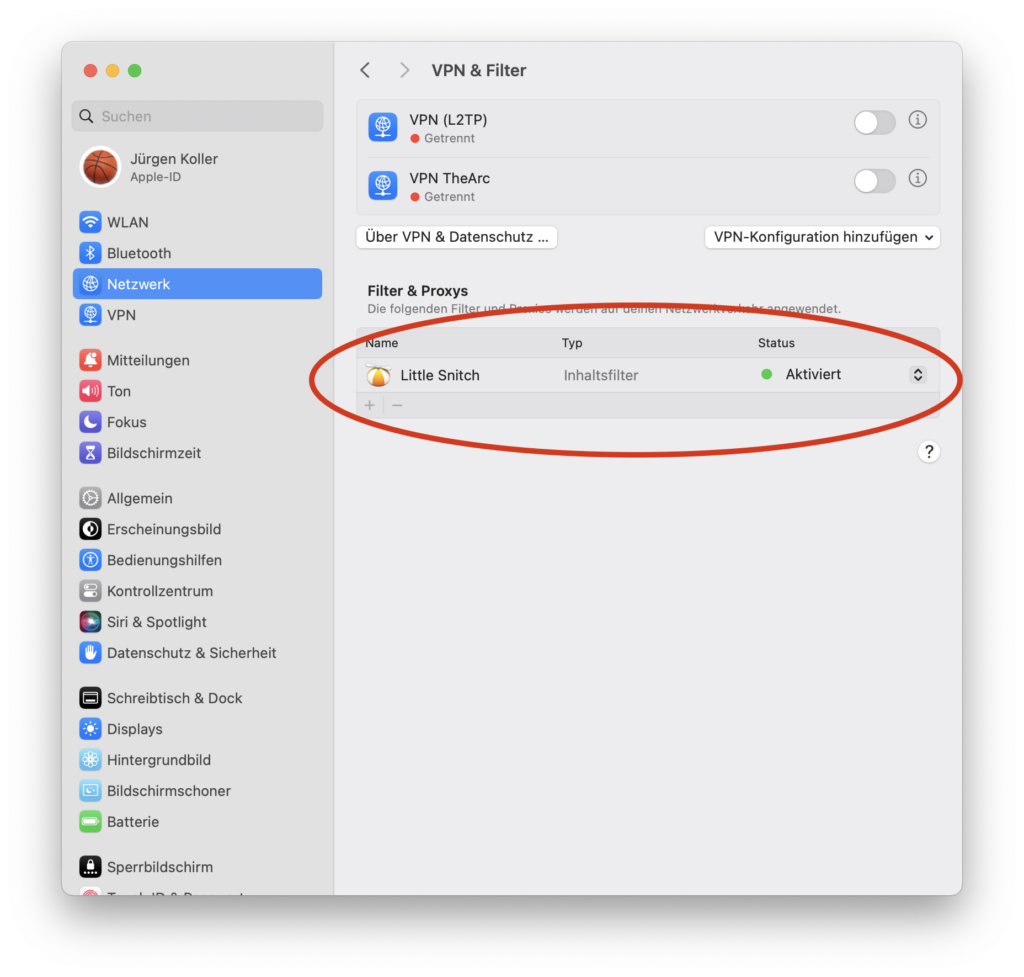 VPN und Filter Einstellungen